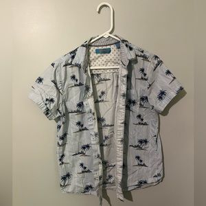 Newport Isle Hawaiian Shirt | 100% cotton | light blue with white stripes